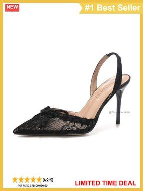 Lace Bow Slingback Stiletto Sandals Closed Pointed Toe High Heels